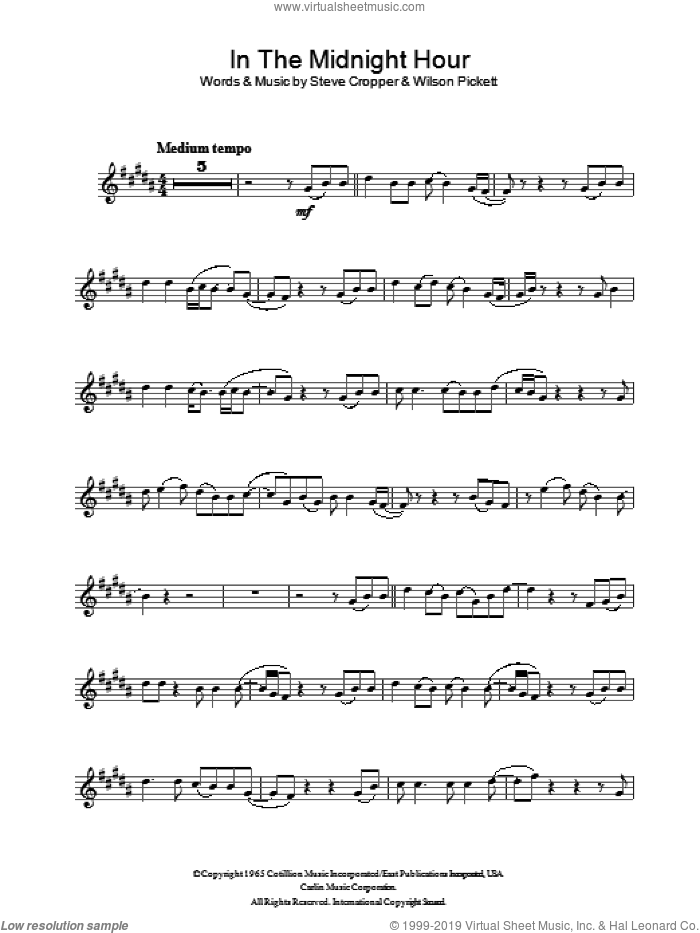 In The Midnight Hour sheet music for voice and other instruments (fake book) by Wilson Pickett, S.CROPPER and Steve Cropper, intermediate skill level