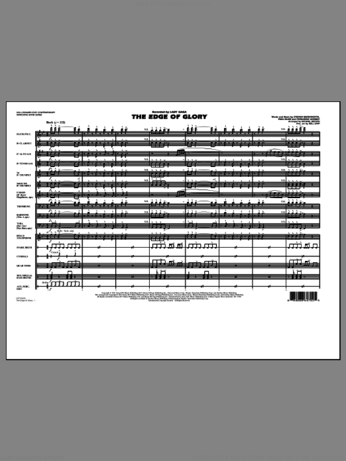The Edge Of Glory (COMPLETE) sheet music for marching band by Lady Gaga, Fernando Garibay, Paul Blair, Michael Brown and Will Rapp, intermediate skill level