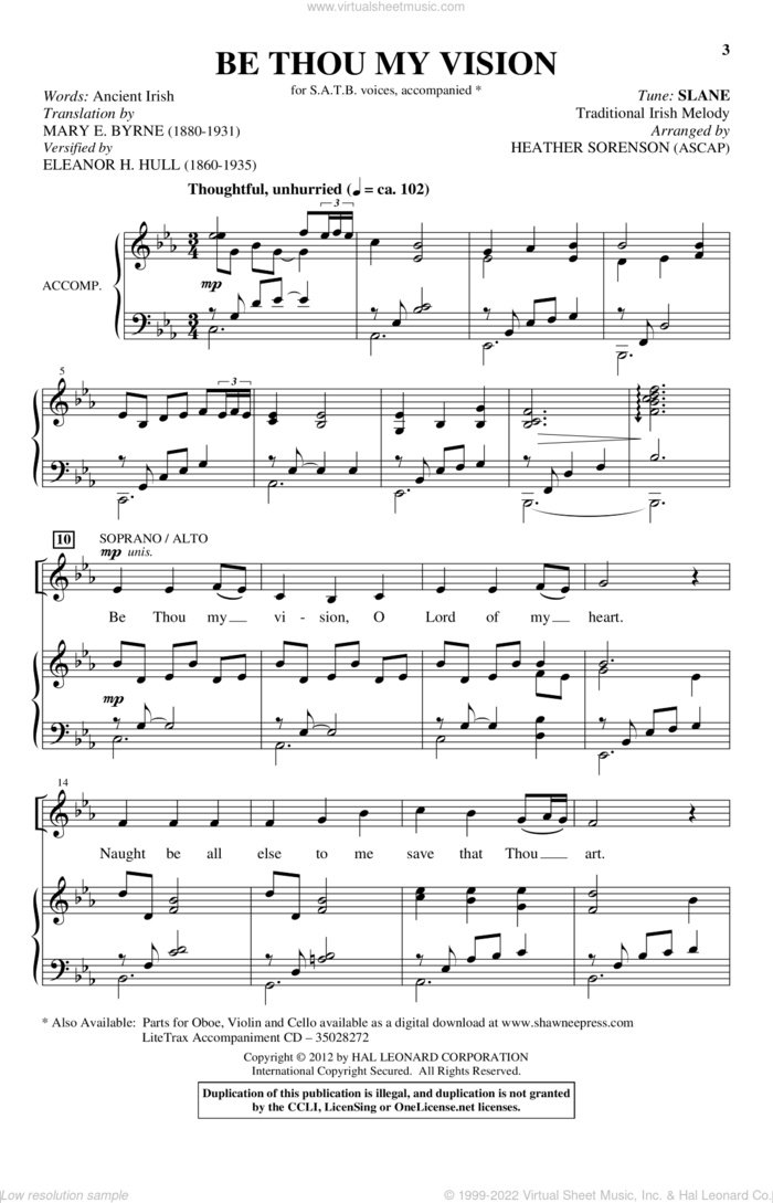 Be Thou My Vision sheet music for choir (SATB: soprano, alto, tenor, bass) by Heather Sorenson, intermediate skill level