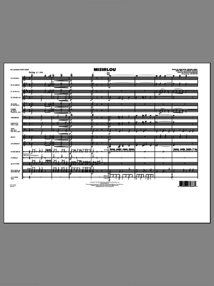 Misirlou (COMPLETE) sheet music for marching band by Tim Waters and Nicolas Roubanis, intermediate skill level
