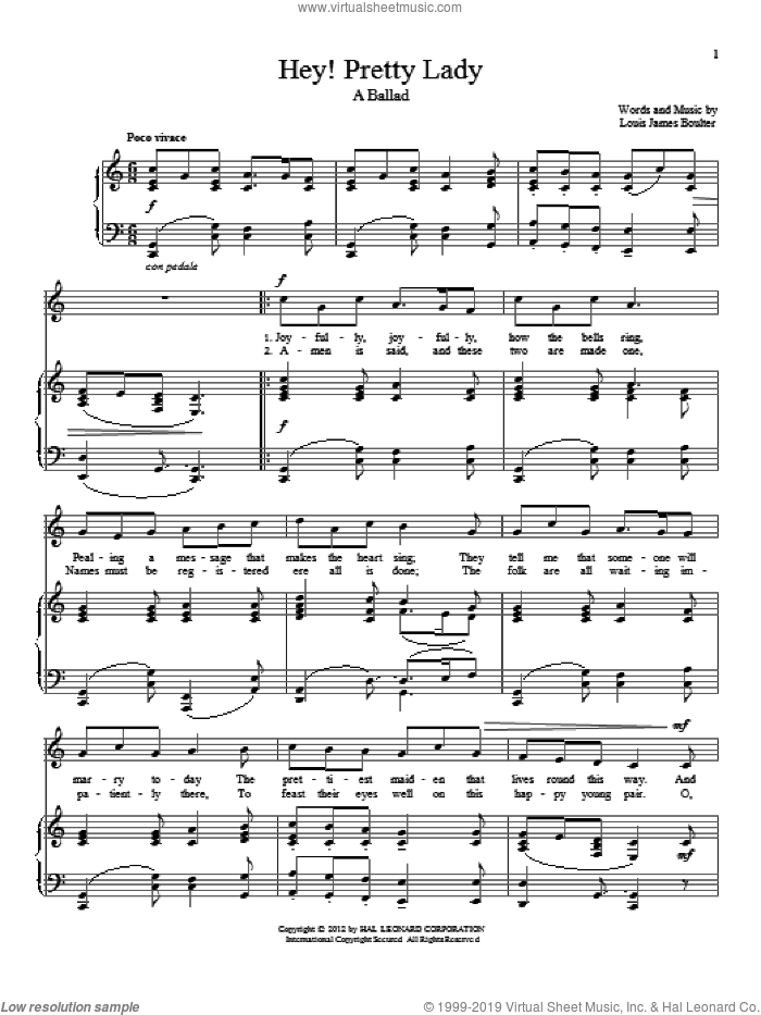 Hey! Pretty Lady sheet music for voice and piano by Louis James Boulter, intermediate skill level