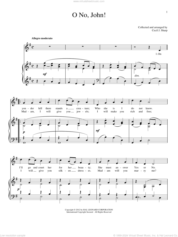 O No, John! sheet music for voice and piano, intermediate skill level