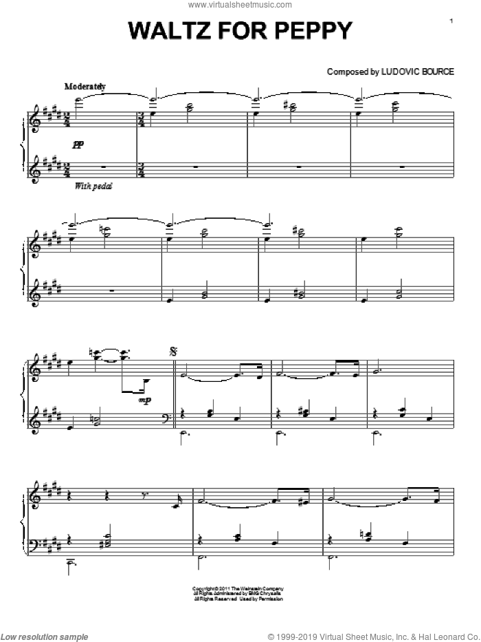 Waltz For Peppy (from The Artist) sheet music for piano solo by Ludovic Bource and The Artist (Movie), intermediate skill level