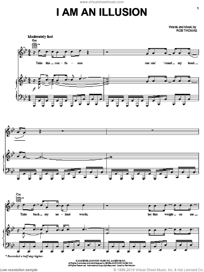 I Am An Illusion sheet music for voice, piano or guitar by Rob Thomas, intermediate skill level