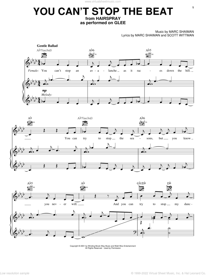 Cast You Can T Stop The Beat Sheet Music For Voice Piano Or Guitar