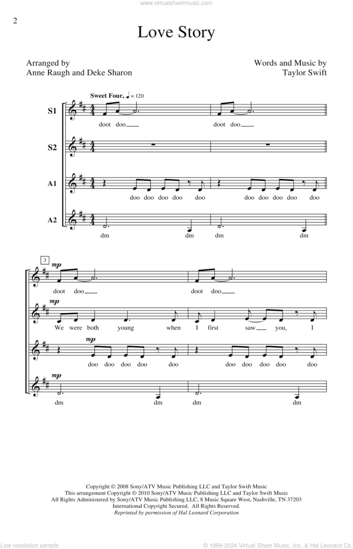 Love Story (arr. Deke Sharon) sheet music for choir (SSA: soprano, alto) by Taylor Swift and Deke Sharon, intermediate skill level