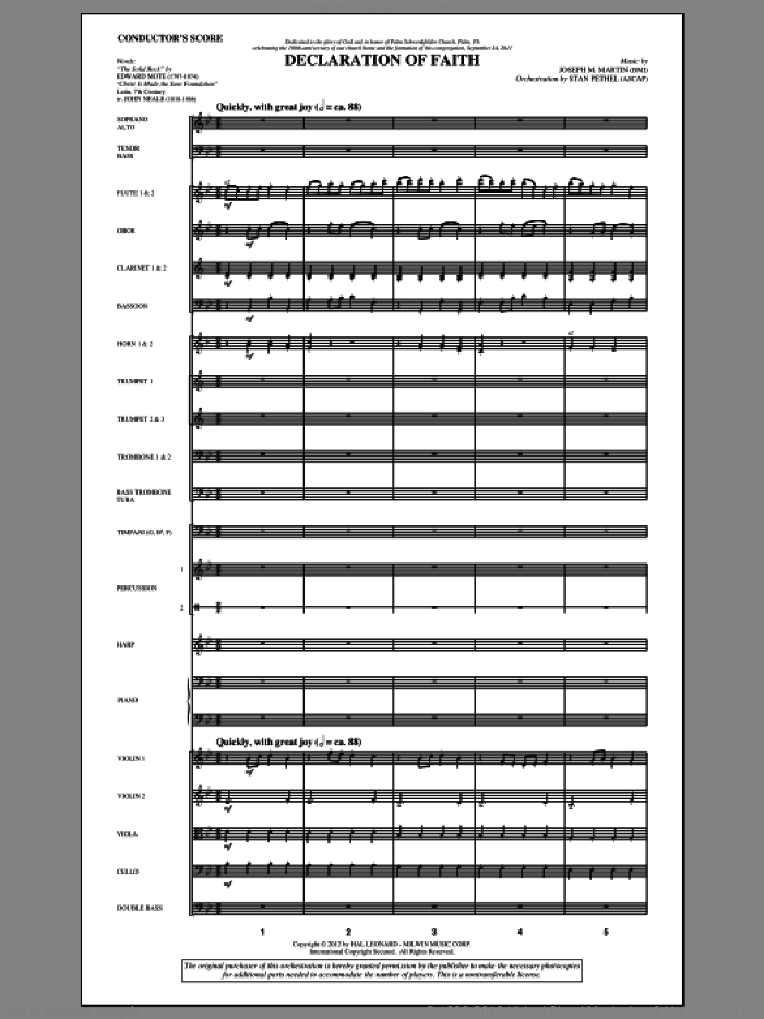 Declaration Of Faith (complete set of parts) sheet music for orchestra/band (Orchestra) by Joseph M. Martin, Edward Mote and John Mason Neale, intermediate skill level