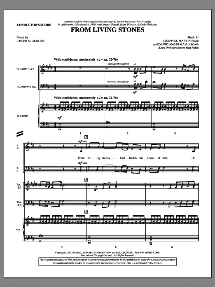 From Living Stones (complete set of parts) sheet music for orchestra/band (Brass) by Joseph M. Martin and David Angerman, intermediate skill level