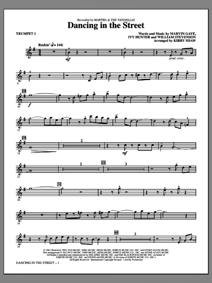 Dancing In The Street (complete set of parts) sheet music for orchestra/band by Kirby Shaw and Martha & The Vandellas, intermediate skill level