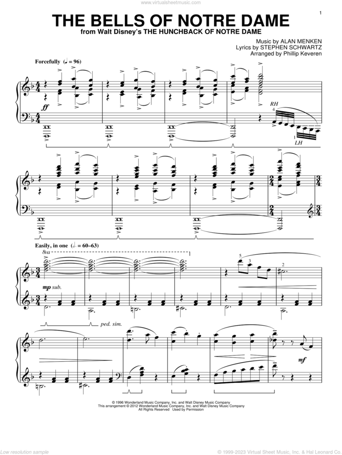The Bells Of Notre Dame [Classical version] (arr. Phillip Keveren) sheet music for piano solo by Phillip Keveren, Alan Menken and Stephen Schwartz, classical score, intermediate skill level