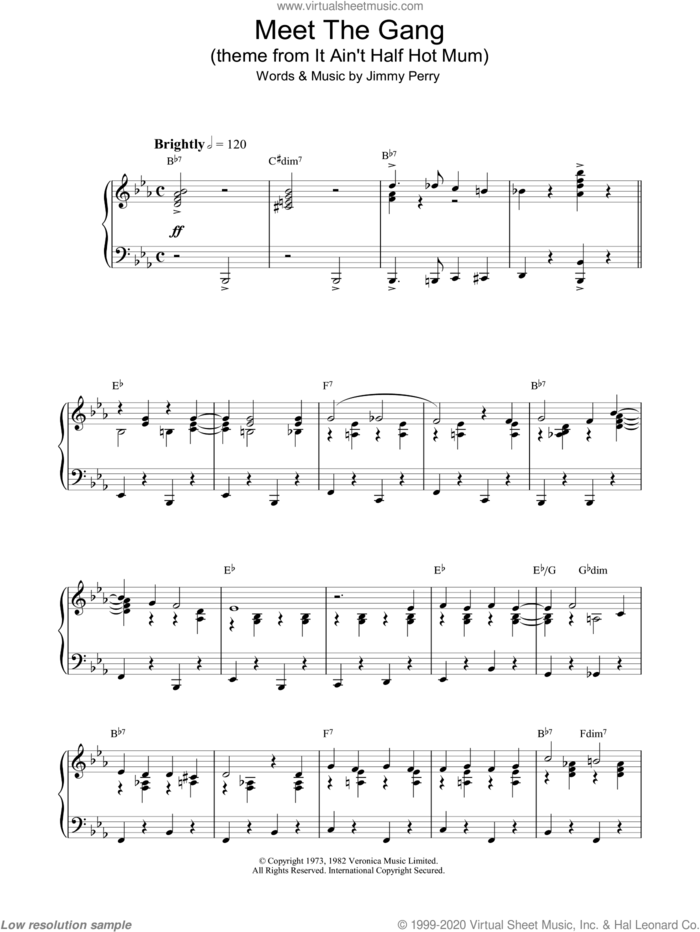 Meet The Gang (theme from It Ain't Half Hot Mum) sheet music for piano solo by Jimmy Perry, intermediate skill level