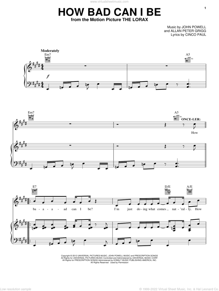 How Bad Can I Be Sheet Music For Voice Piano Or Guitar PDF 