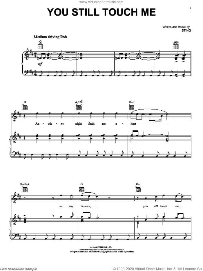 You Still Touch Me sheet music for voice, piano or guitar by Sting, intermediate skill level