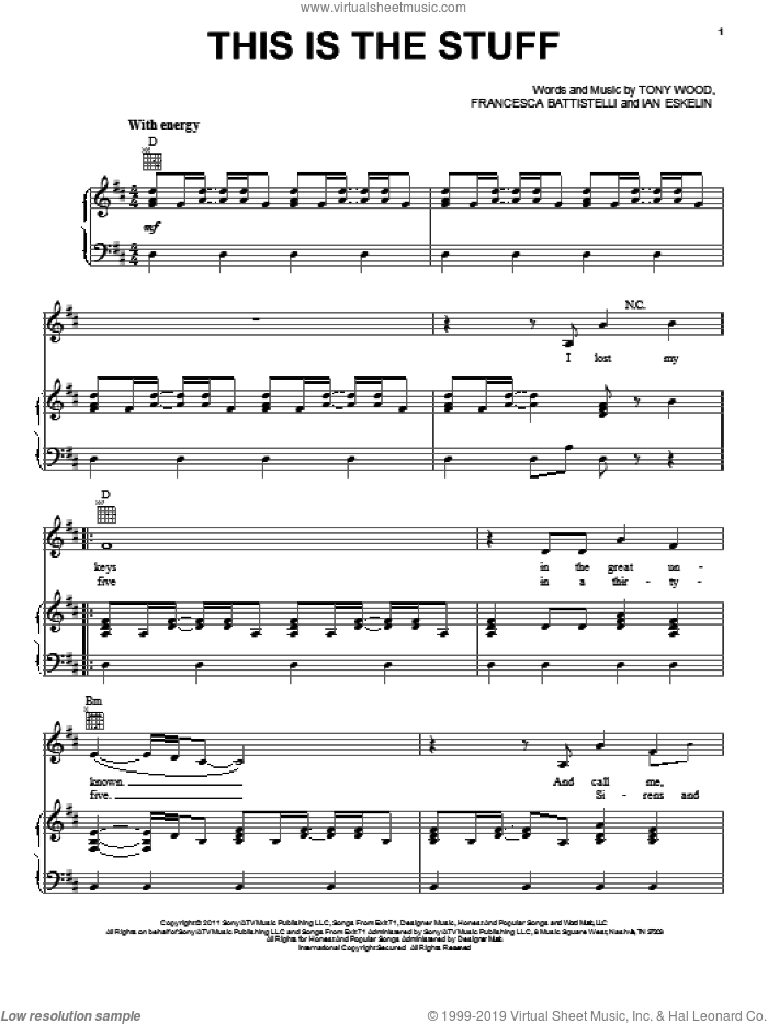 This Is The Stuff sheet music for voice, piano or guitar by Ian Eskelin, Francesca Battistelli and Tony Wood, intermediate skill level