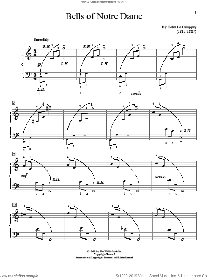 Bells Of Notre Dame sheet music for piano solo (elementary) by William Gillock and Felix Le Couppey and Felix Le Couppey, beginner piano (elementary)