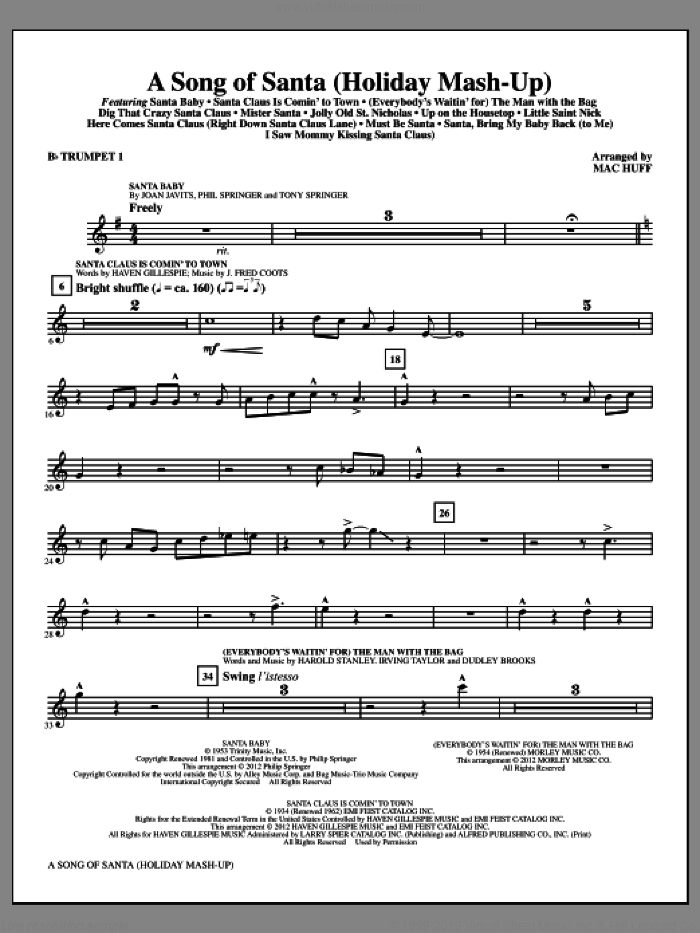 A Song Of Santa (complete set of parts) sheet music for orchestra/band by Mac Huff, intermediate skill level