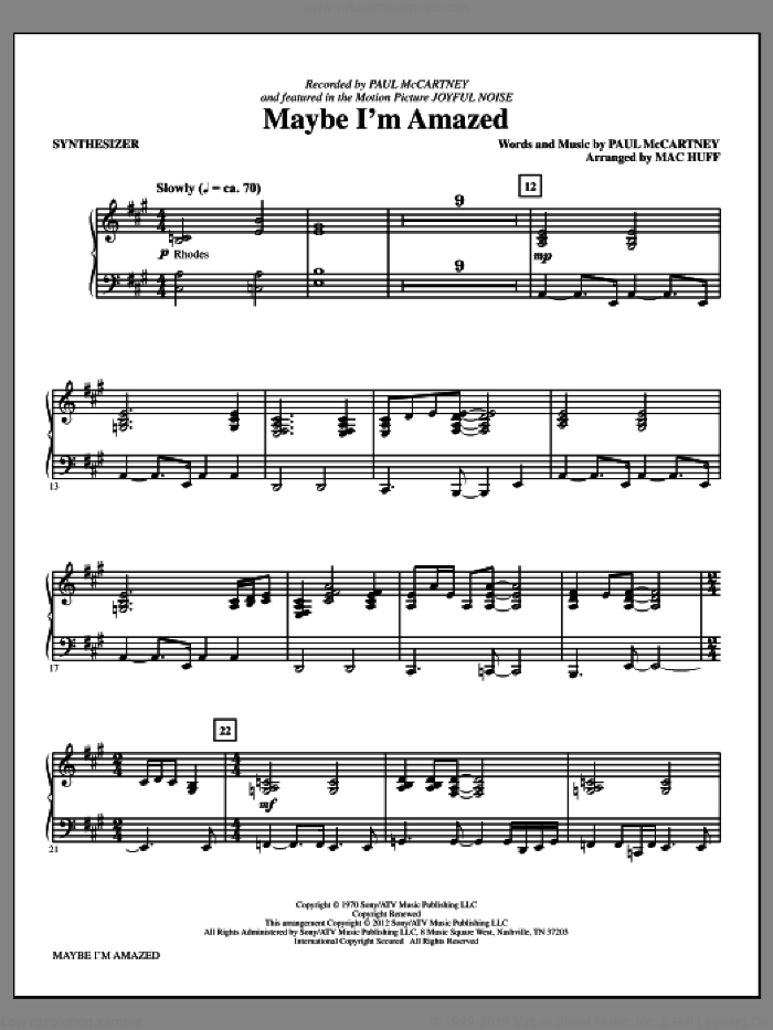 Maybe I'm Amazed (complete set of parts) sheet music for orchestra/band (Rhythm) by Paul McCartney, Keke Palmer and Mac Huff, intermediate skill level