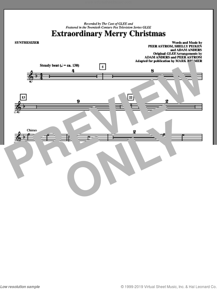 Extraordinary Merry Christmas (complete set of parts) sheet music for orchestra/band (Rhythm) by Peer Astrom, Adam Anders, Shelly Peiken, Glee Cast and Mark Brymer, intermediate skill level