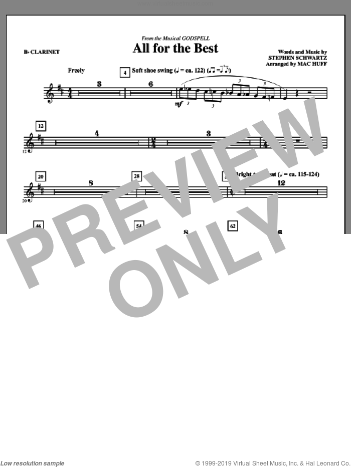 All For The Best (complete set of parts) sheet music for orchestra/band by Mac Huff and Stephen Schwartz, intermediate skill level