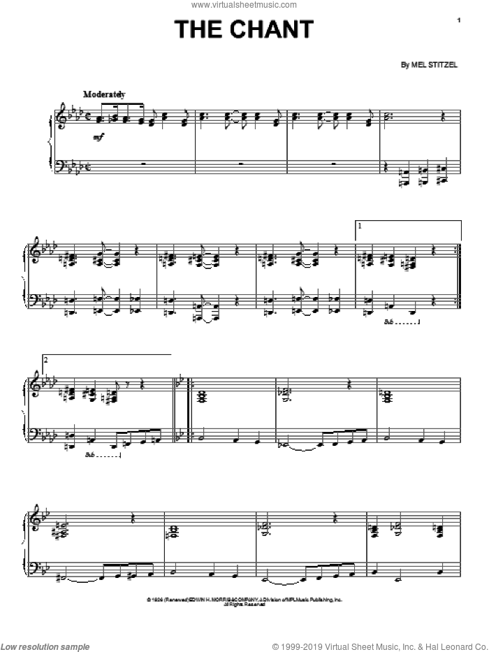 The Chant sheet music for voice, piano or guitar by Mel Stitzel, intermediate skill level