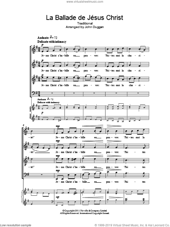 La Ballade De Jesus Christ sheet music for choir (SATB: soprano, alto, tenor, bass) by John Duggan, intermediate skill level