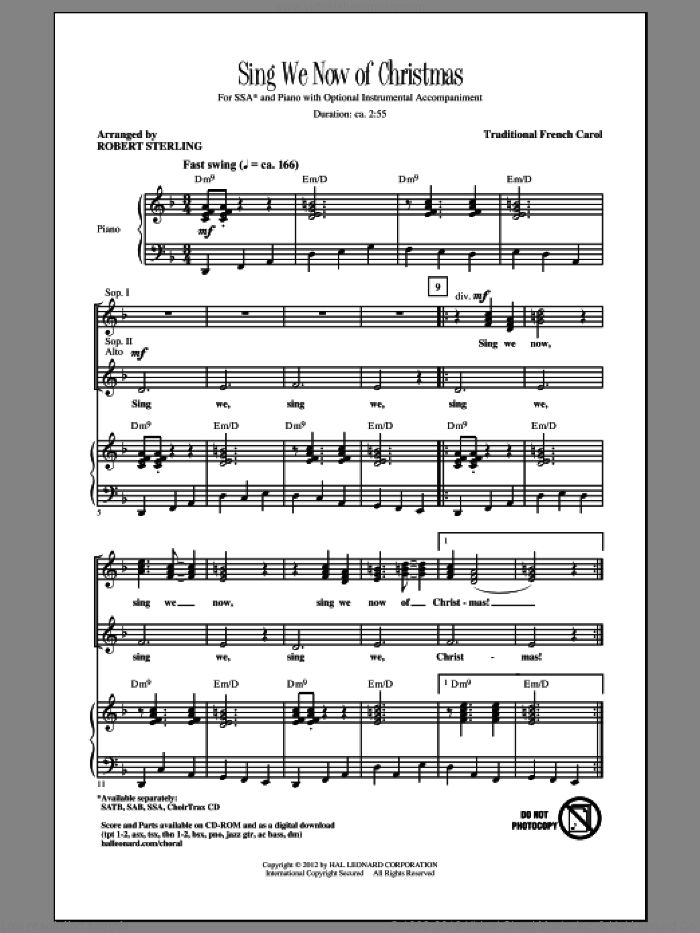 Sing We Now Of Christmas sheet music for choir (SSA: soprano, alto) by Robert Sterling and Miscellaneous, intermediate skill level
