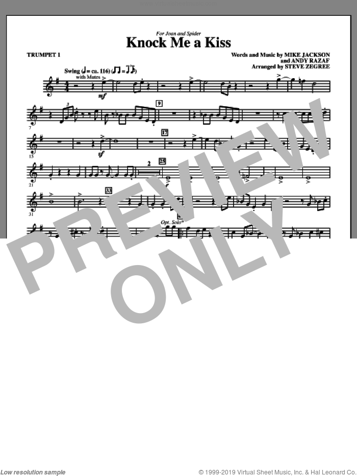 Knock Me A Kiss (complete set of parts) sheet music for orchestra/band by Andy Razaf, Mike Jackson and Steve Zegree, intermediate skill level