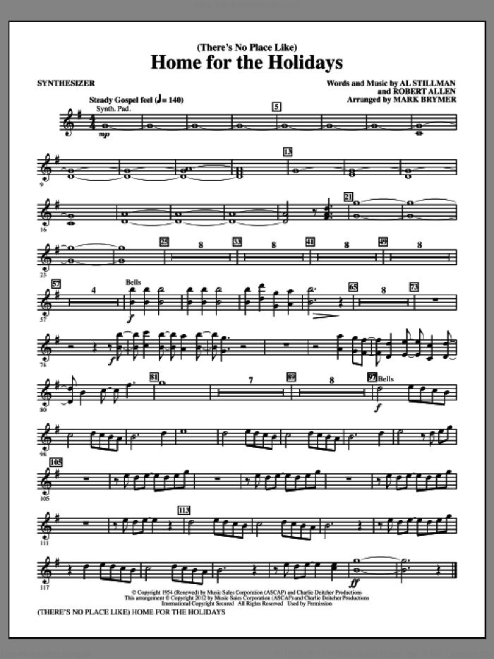 (There's No Place Like) Home For The Holidays sheet music for orchestra/band (synthesizer) by Mark Brymer and Perry Como, intermediate skill level