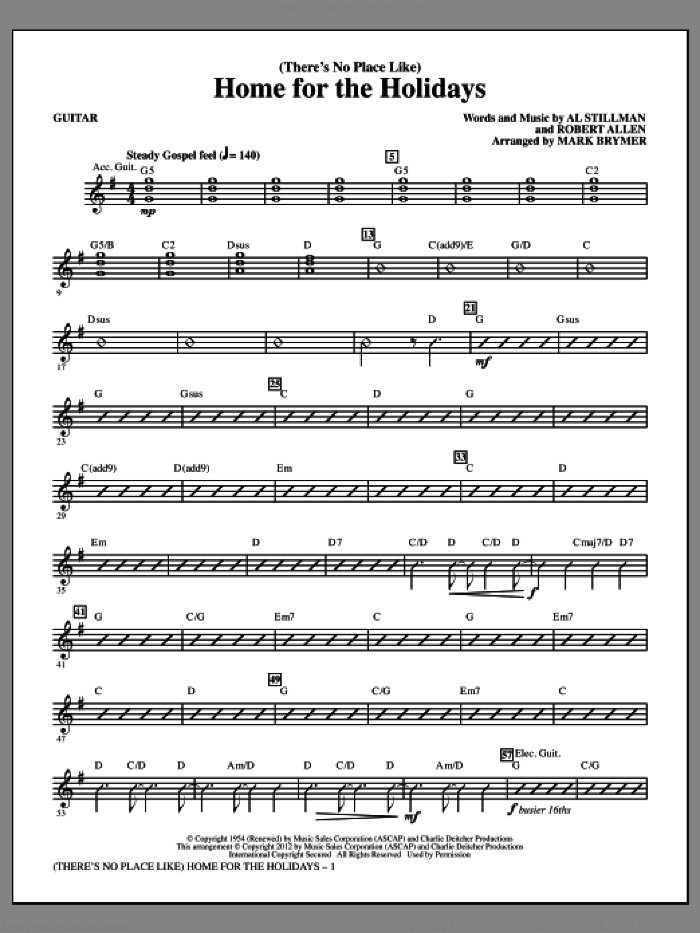 (There's No Place Like) Home For The Holidays sheet music for orchestra/band (guitar) by Mark Brymer and Perry Como, intermediate skill level