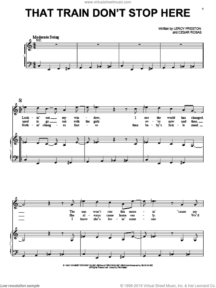 That Train Don't Stop Here sheet music for voice, piano or guitar by Los Lobos, intermediate skill level