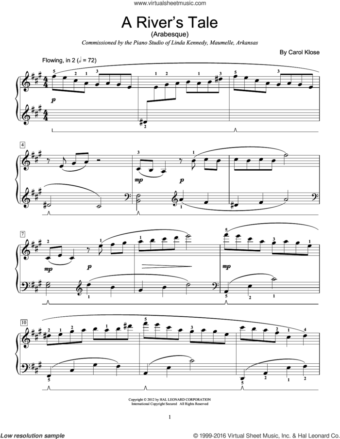 A River's Tale sheet music for piano solo (elementary) by Carol Klose and Miscellaneous, beginner piano (elementary)