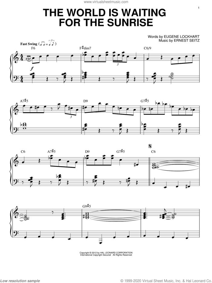 The World Is Waiting For The Sunrise (arr. Brent Edstrom) sheet music for piano solo by Django Reinhardt, Ernest Seitz and Eugene Lockhart, intermediate skill level