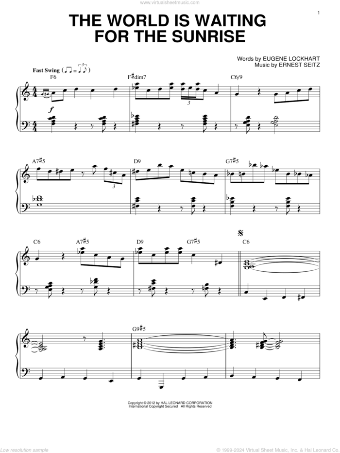 The World Is Waiting For The Sunrise (arr. Brent Edstrom) sheet music for piano solo by Django Reinhardt, Ernest Seitz and Eugene Lockhart, intermediate skill level