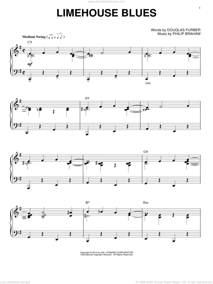 Limehouse Blues (arr. Brent Edstrom) sheet music for piano solo by Django Reinhardt, Douglas Furber and Philip Braham, intermediate skill level