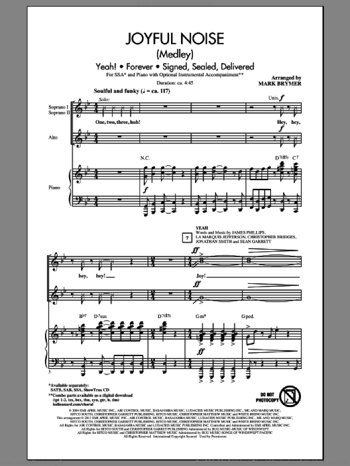 Joyful Noise (Medley) sheet music for choir (SSA: soprano, alto) by Mark Brymer, intermediate skill level