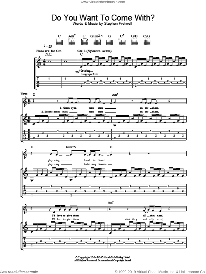 Do You Want To Come With? sheet music for guitar (tablature) by Stephen Fretwell, intermediate skill level