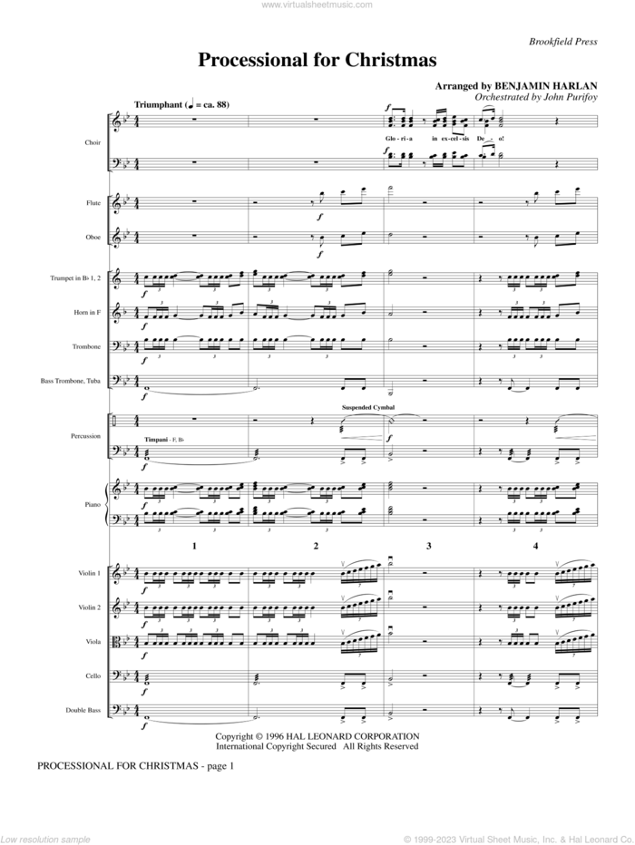 Processional For Christmas sheet music for orchestra/band (full score) by Benjamin Harlan, intermediate skill level