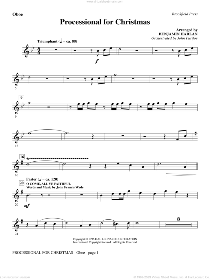 Processional For Christmas sheet music for orchestra/band (oboe) by Benjamin Harlan, intermediate skill level