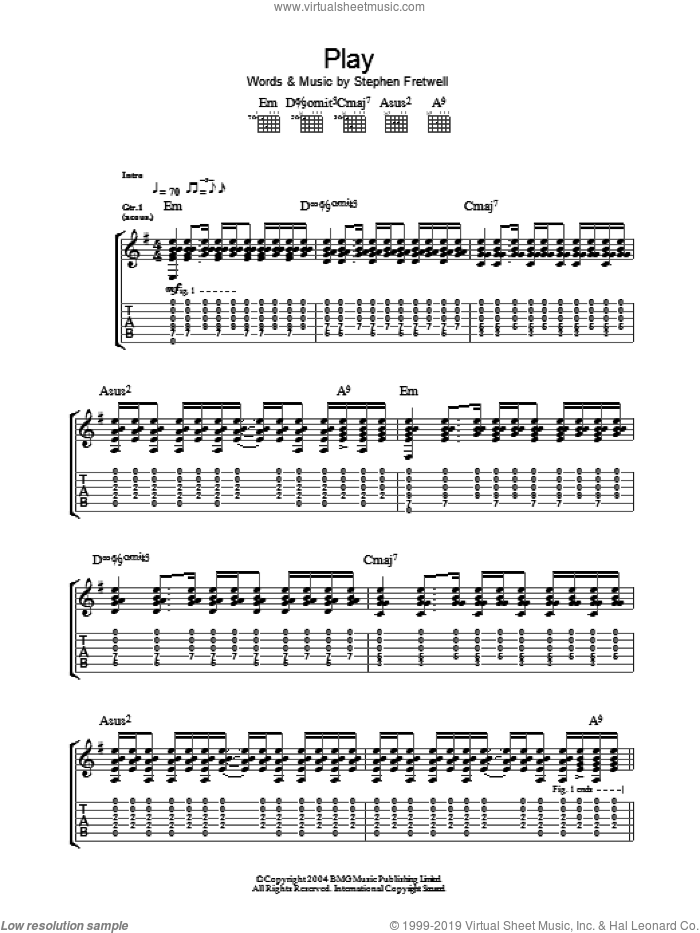 Play sheet music for guitar (tablature) by Stephen Fretwell, intermediate skill level