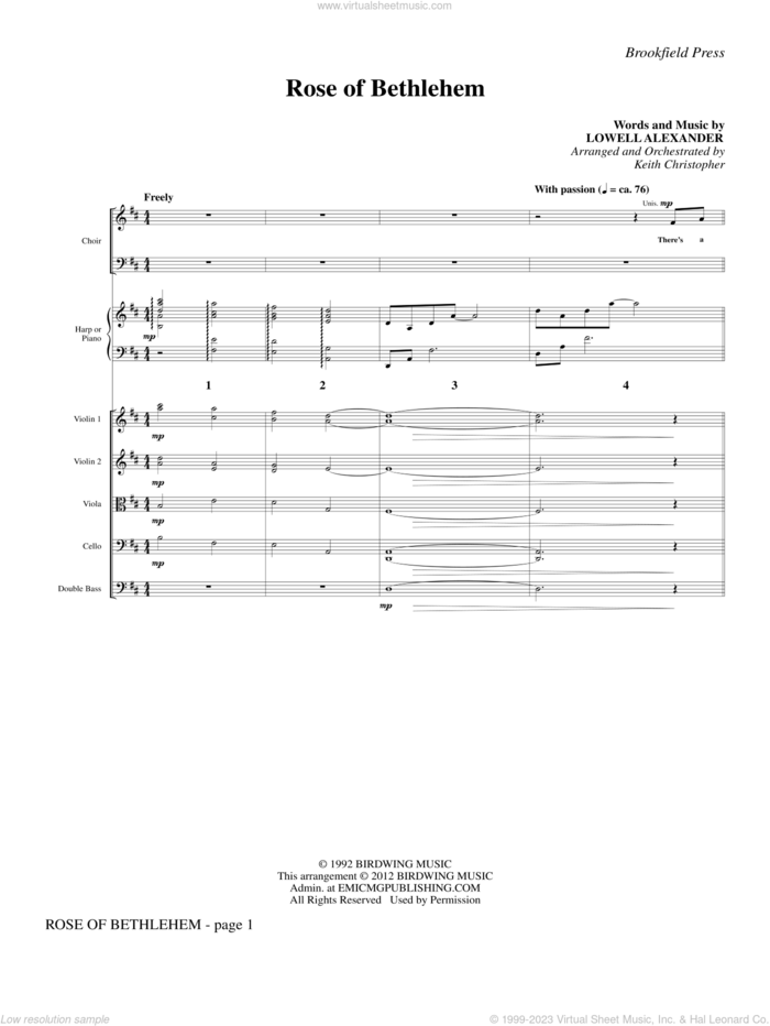 Rose Of Bethlehem sheet music for orchestra/band (full score) by Lowell Alexander, Keith Christopher and Selah, intermediate skill level