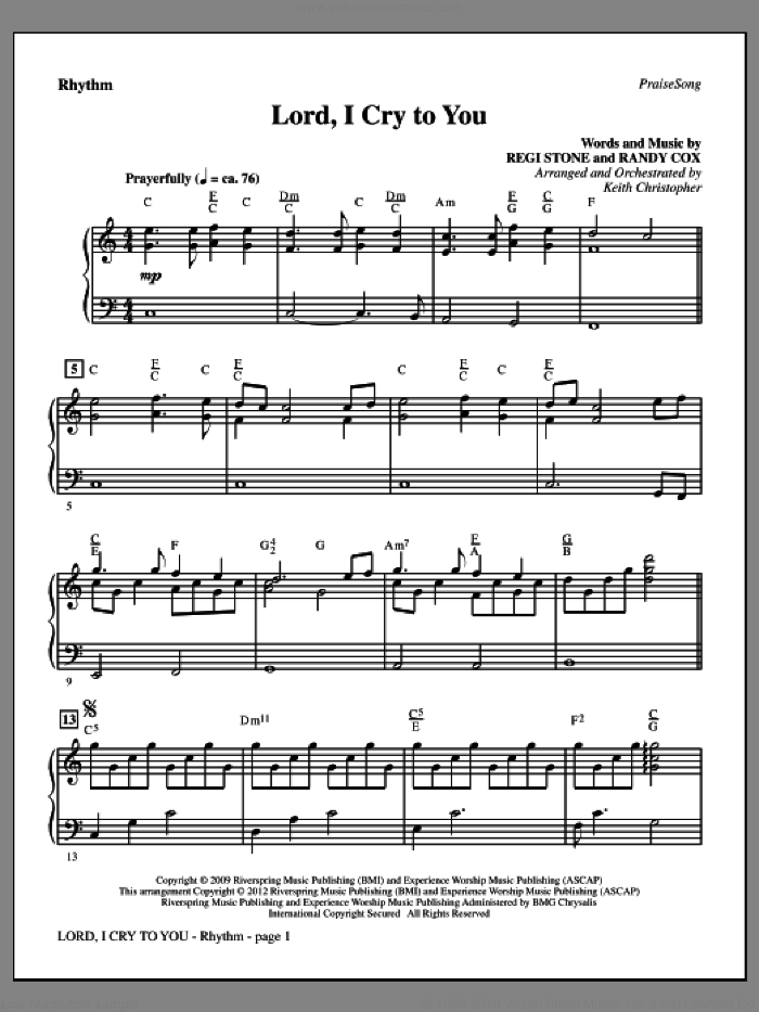 Lord, I Cry To You sheet music for orchestra/band (Winds/Rhythm/Strings) by Regi Stone, Randy Cox and Keith Christopher, intermediate skill level
