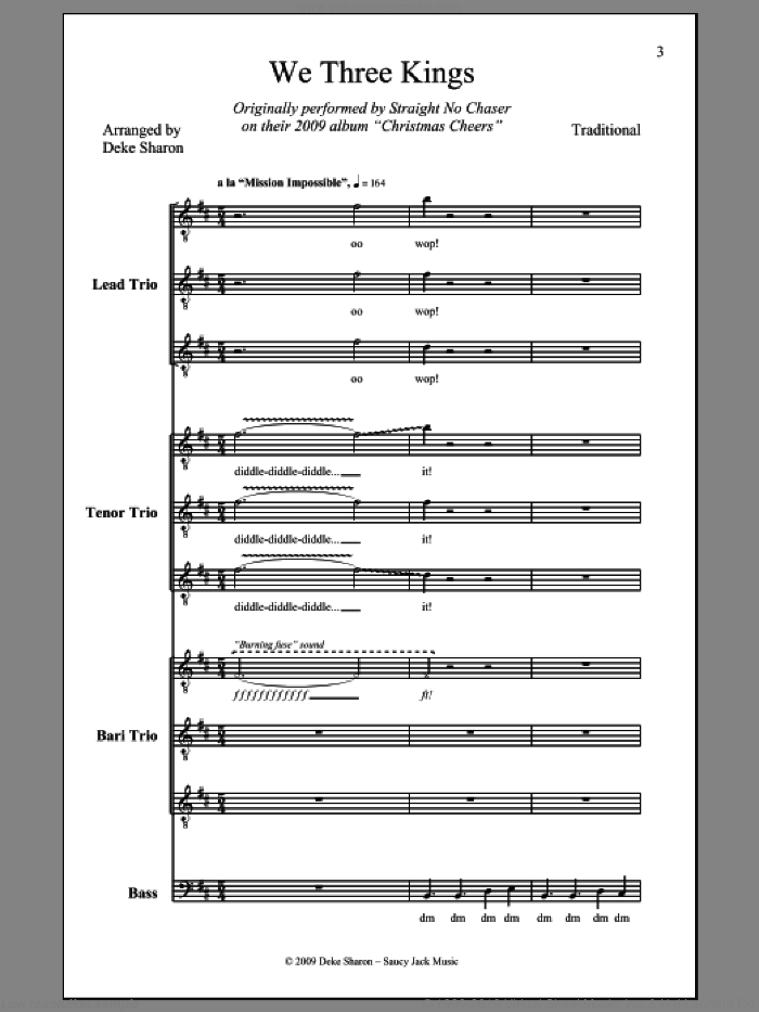 We Three Kings Of Orient Are sheet music for choir (TTBB: tenor, bass) by Deke Sharon, Miscellaneous and Anne Raugh, intermediate skill level