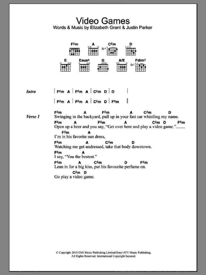 Play The Game sheet music for guitar (chords) (PDF) v2