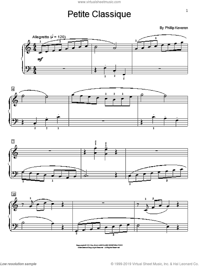 Petite Classique sheet music for piano solo (elementary) by Phillip Keveren, beginner piano (elementary)