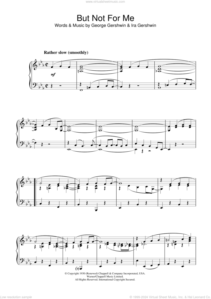 But Not For Me, (intermediate) sheet music for piano solo by George Gershwin and Ira Gershwin, intermediate skill level