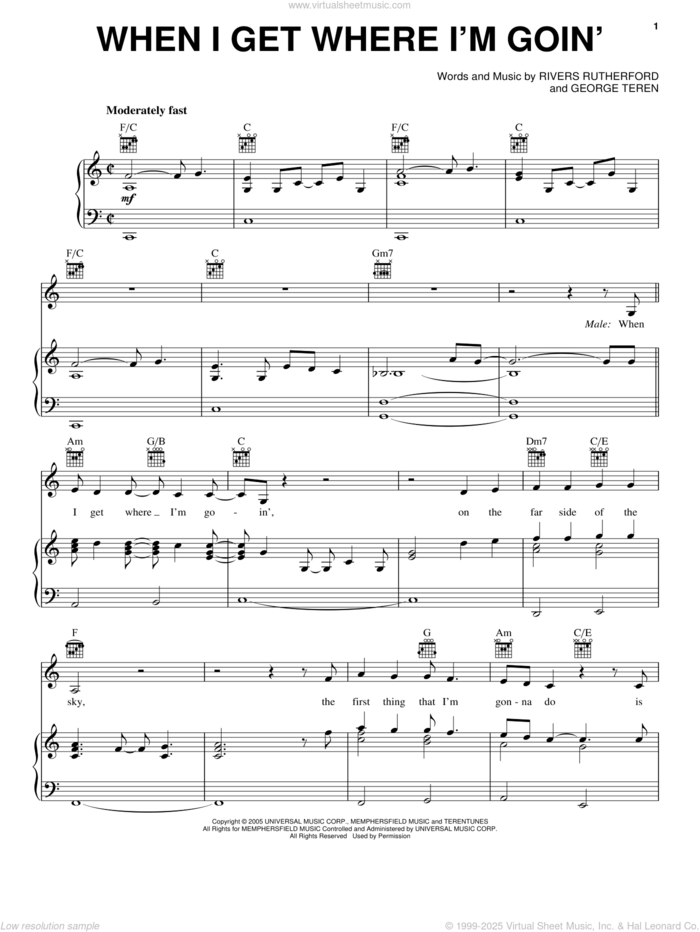 When I Get Where I'm Goin' sheet music for voice, piano or guitar by Brad Paisley featuring Dolly Parton, Brad Paisley, Dolly Parton, George Teren and Rivers Rutherford, intermediate skill level