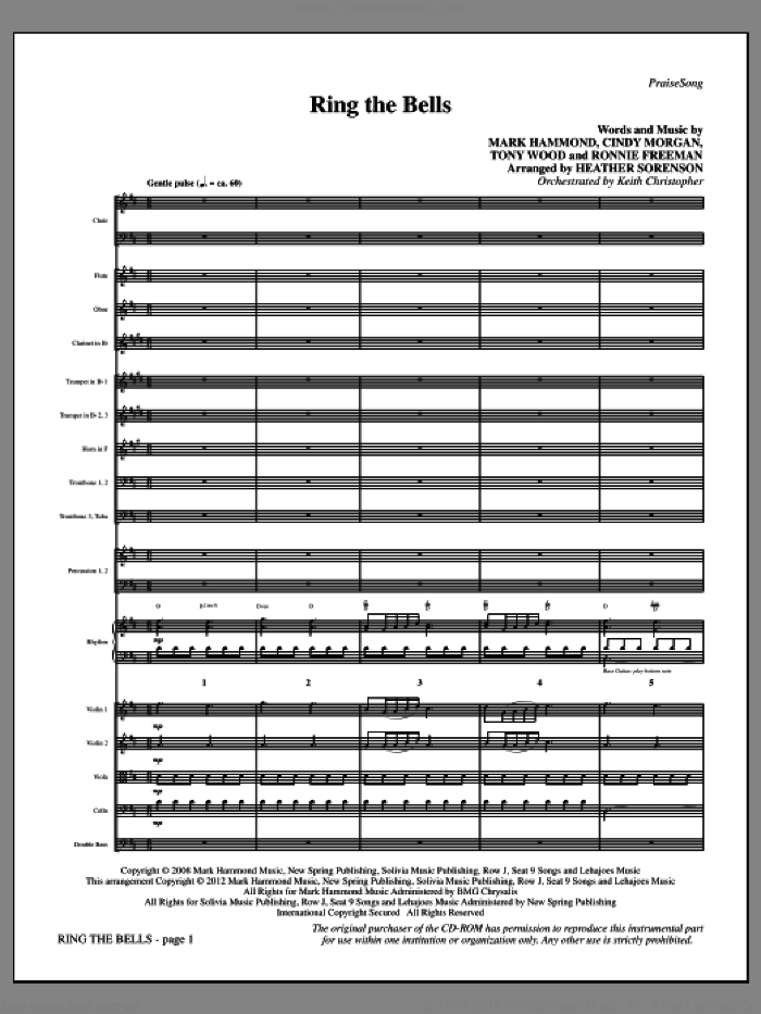 Ring The Bells sheet music for orchestra/band (full score) by Tony Wood, Cindy Morgan, Mark Hammond, Ronnie Freeman and Heather Sorenson, intermediate skill level
