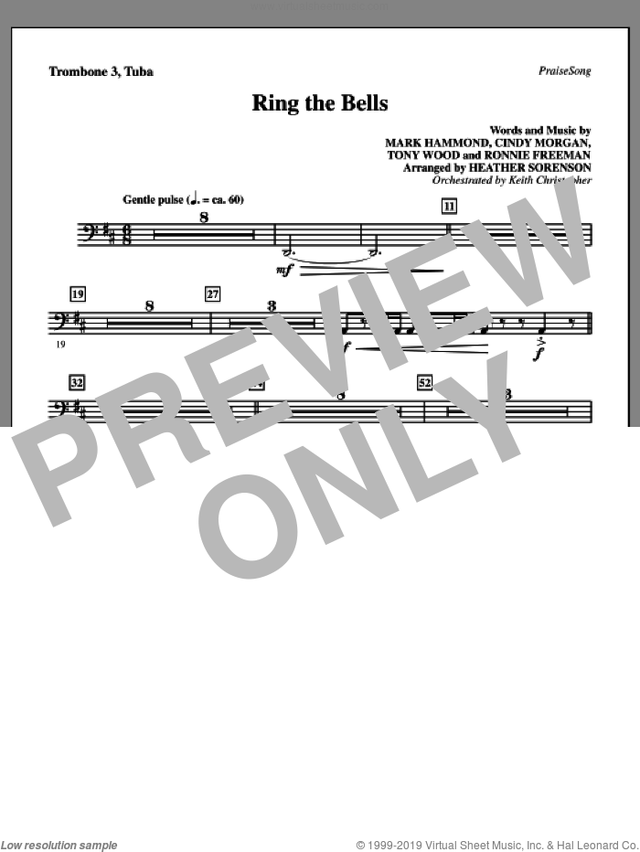 Ring The Bells sheet music for orchestra/band (trombone 3/tuba) by Tony Wood, Cindy Morgan, Mark Hammond, Ronnie Freeman and Heather Sorenson, intermediate skill level