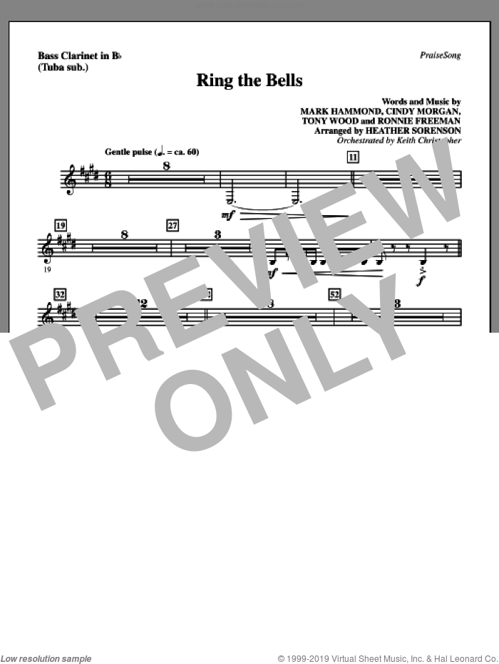 Ring The Bells sheet music for orchestra/band (bass clarinet, sub. tuba) by Tony Wood, Cindy Morgan, Mark Hammond, Ronnie Freeman and Heather Sorenson, intermediate skill level