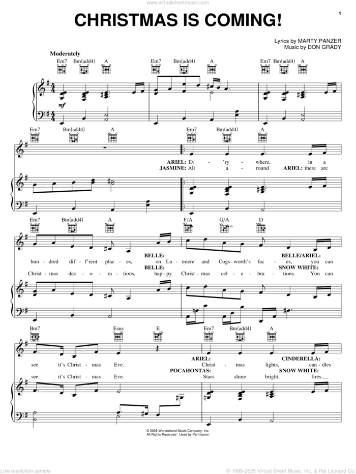 Christmas Is Coming! sheet music for voice, piano or guitar by Marty Panzer and Don Grady, intermediate skill level